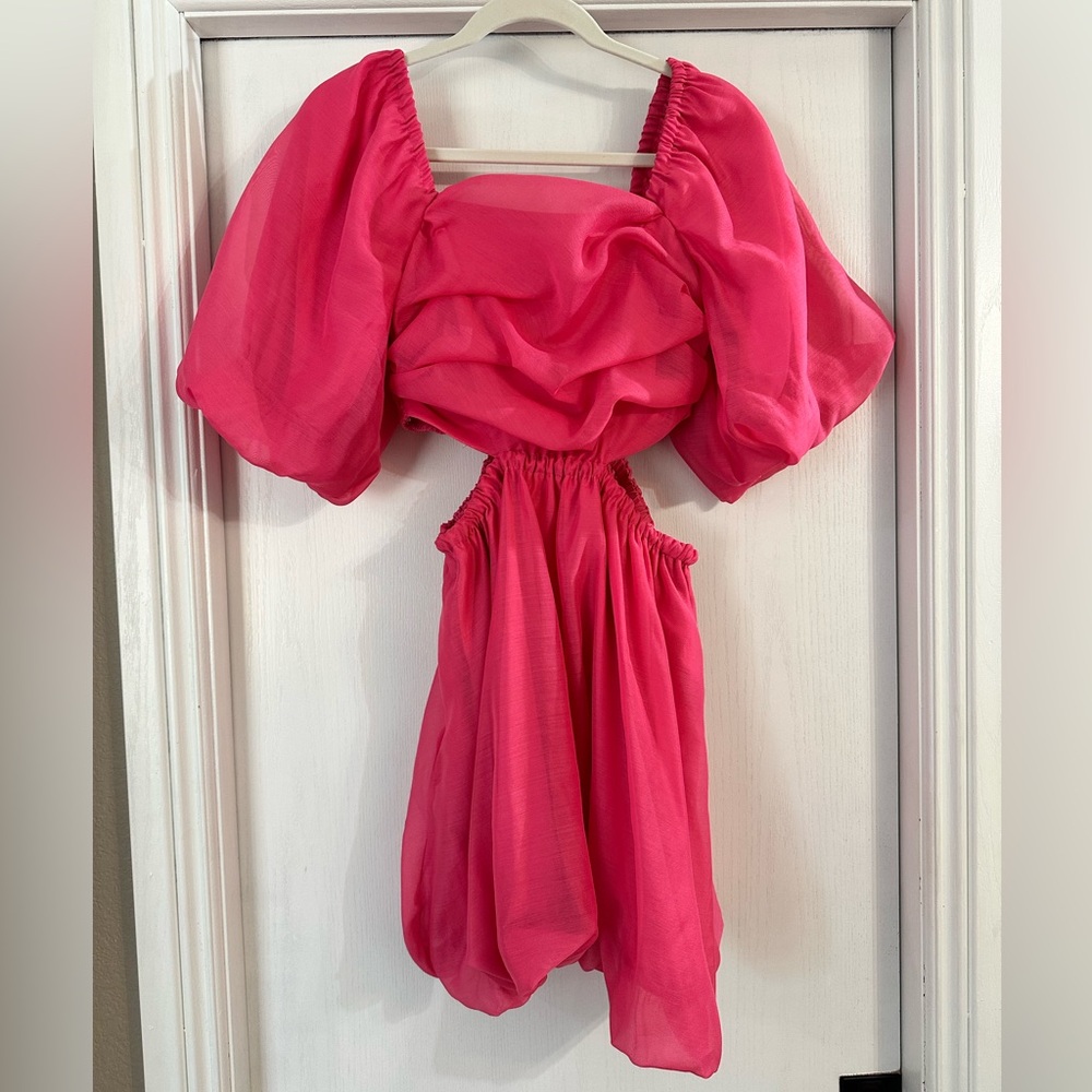 a new day Fuchsia Puff Sleeve Mini Dress